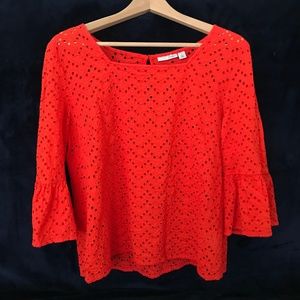 Red Eyelet Halogen Blouse